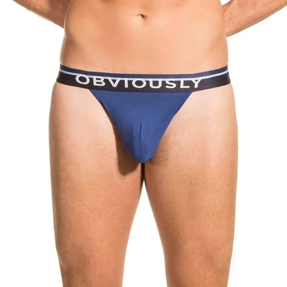 NEW Set Of 3 Obviously Apparel Mens PrimeMan Jockstrap Blue Purple Size Large